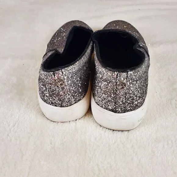 Michael Michael Kors Ivy Ombre Black Silver Glitter Slip On Tennis Shoes Size 5 - Picture 7 of 9